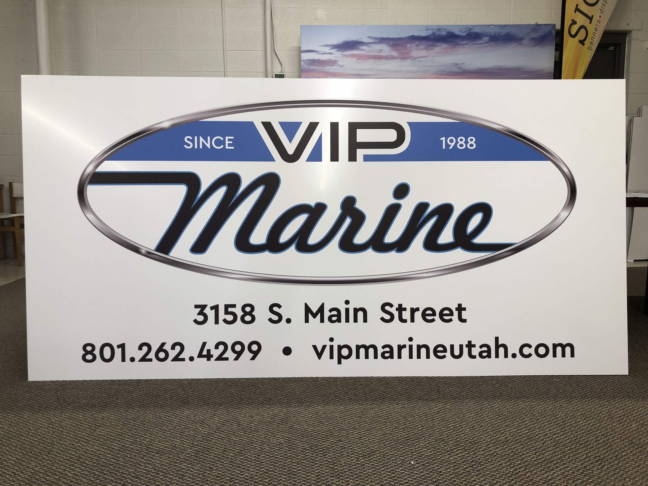 VIP Marine Boat Service Sign