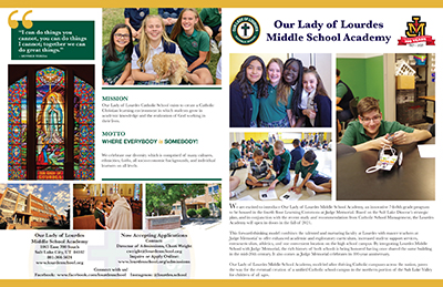 Our Lady of Lourdes Middle School Academy Brochure Design - 11x17