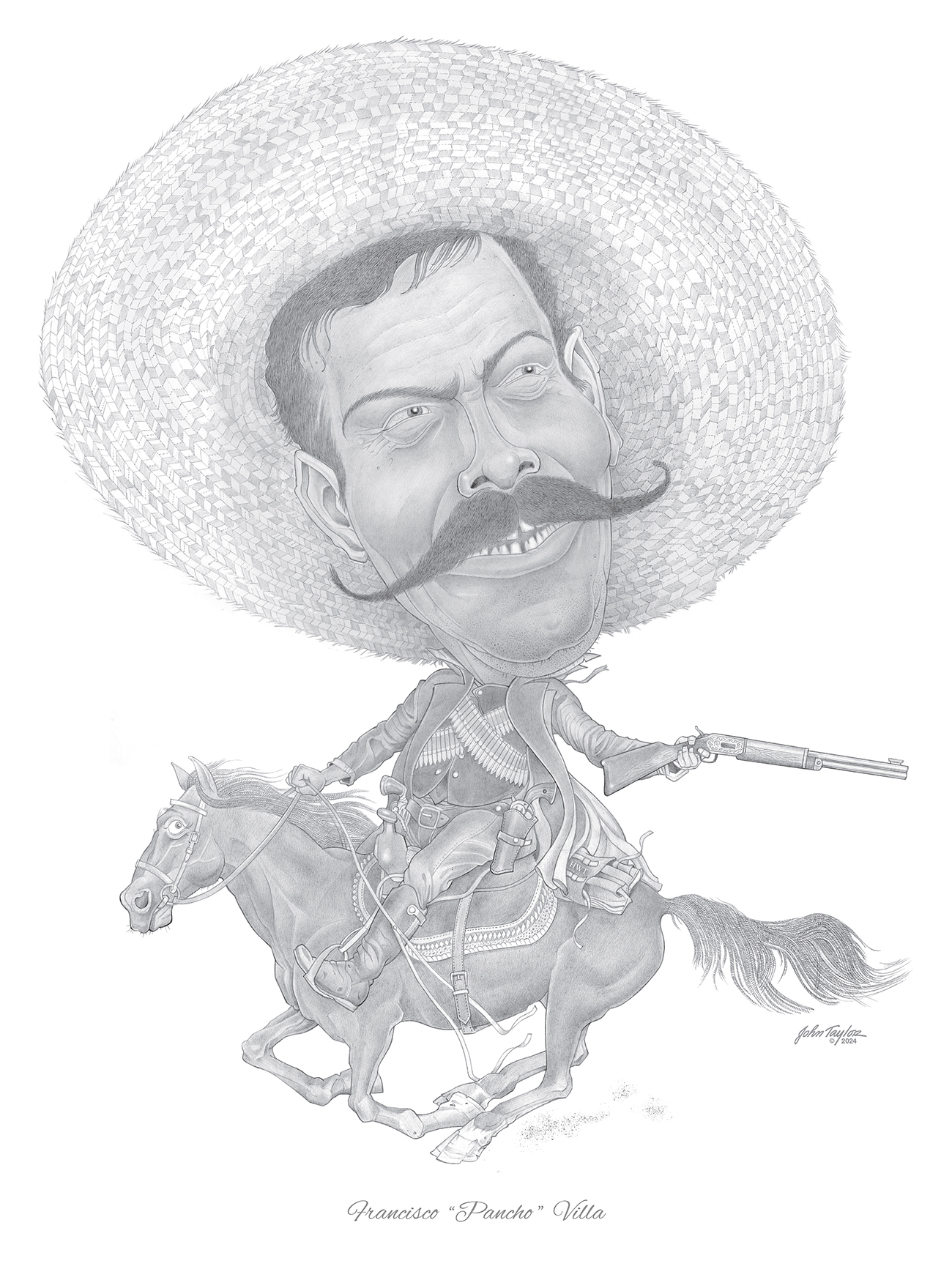 Pancho Villa caricature illustration by John Taylor