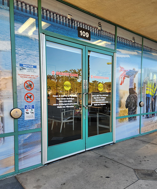 Urgent Care Window Graphics Design - Oceanside, CA